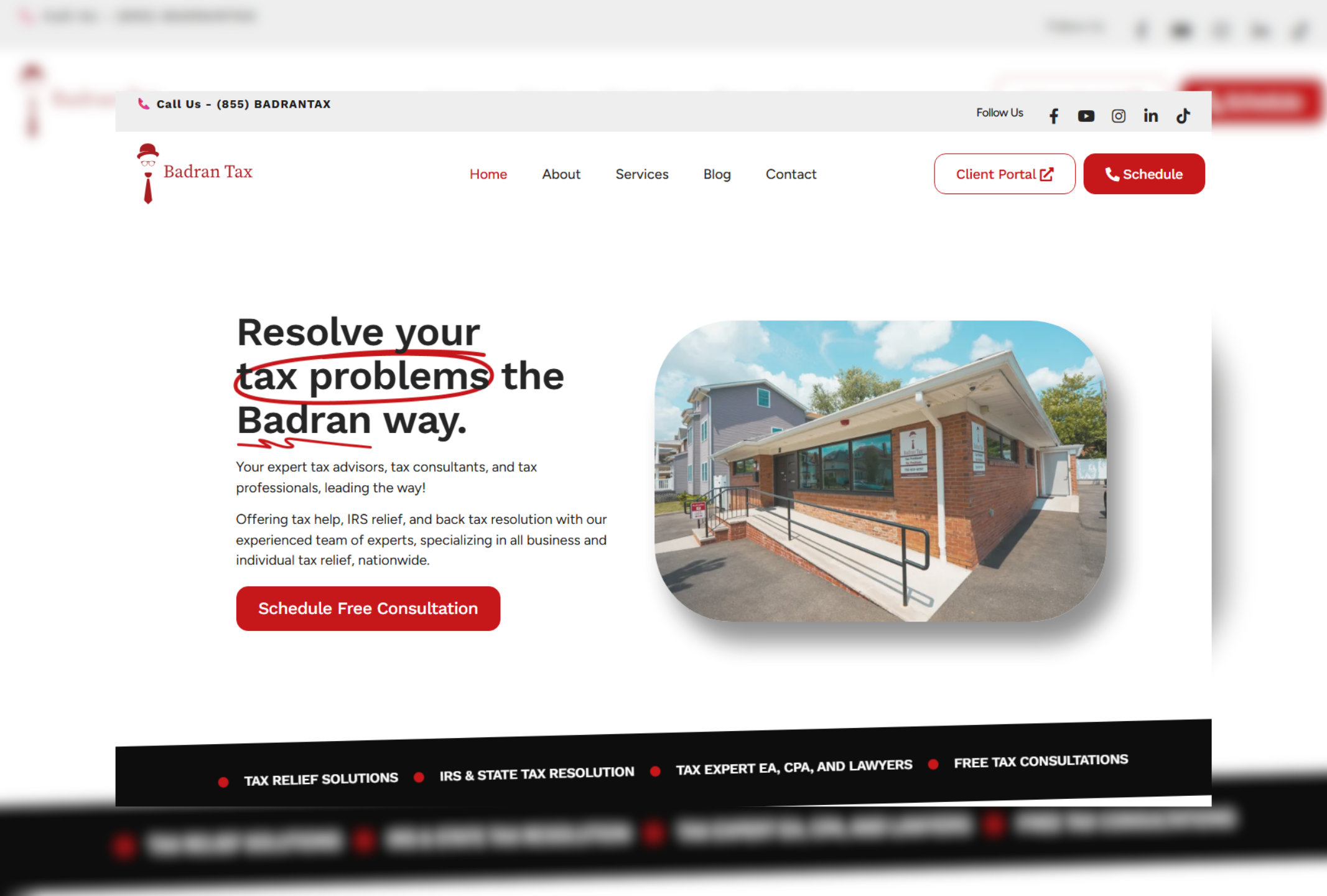 Badran Tax website homepage screenshot