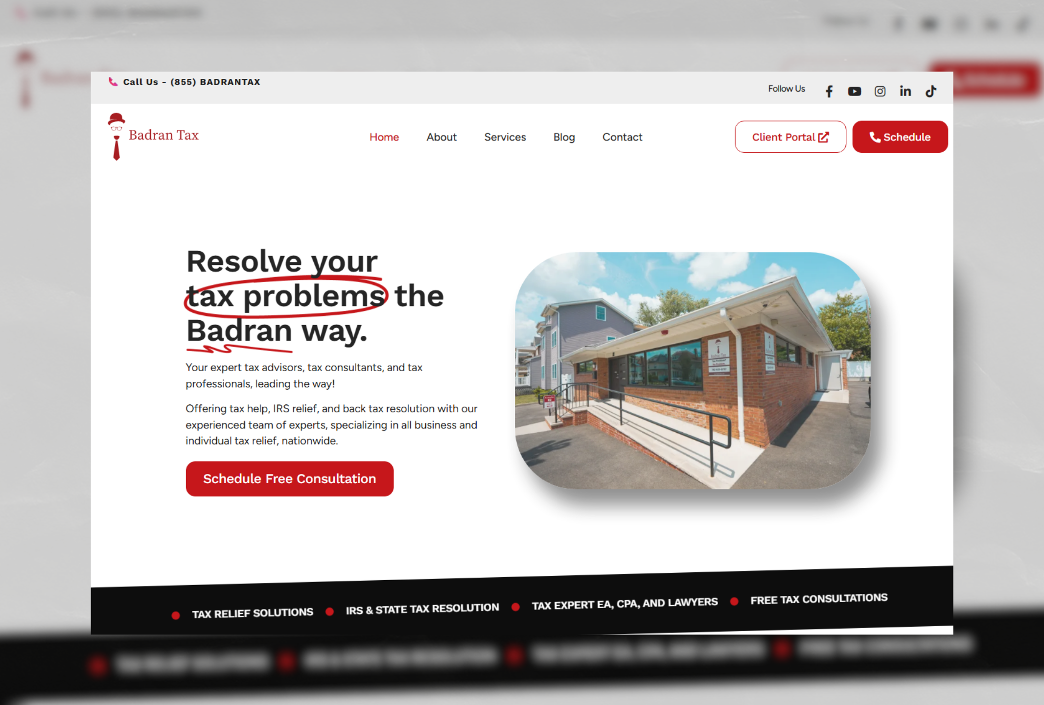 Badran Tax website design project screenshot