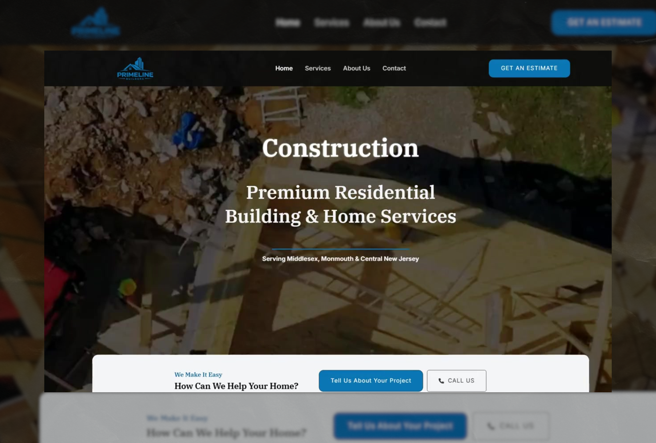 Primeline Builders website project screenshot