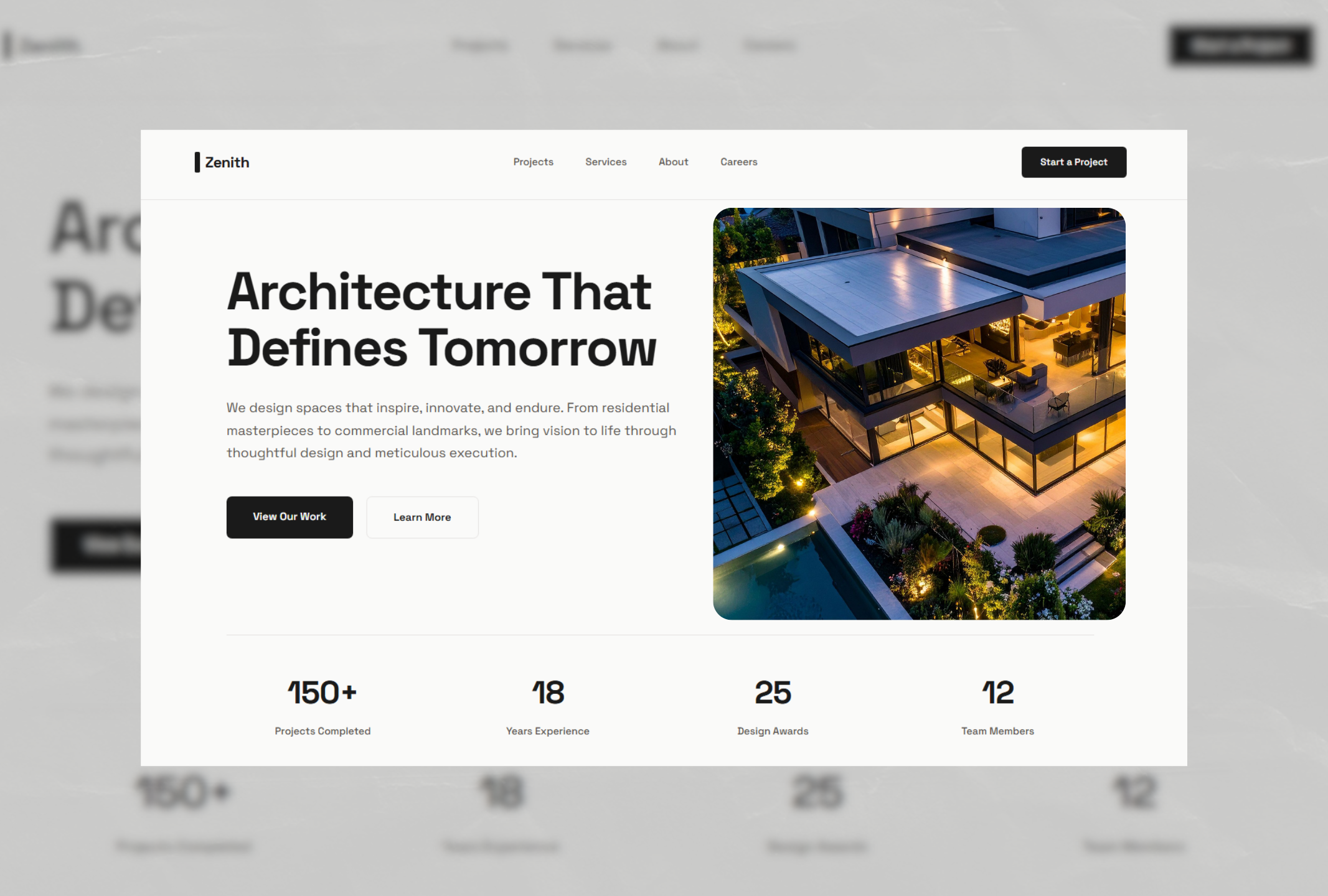 Zenith website design project screenshot