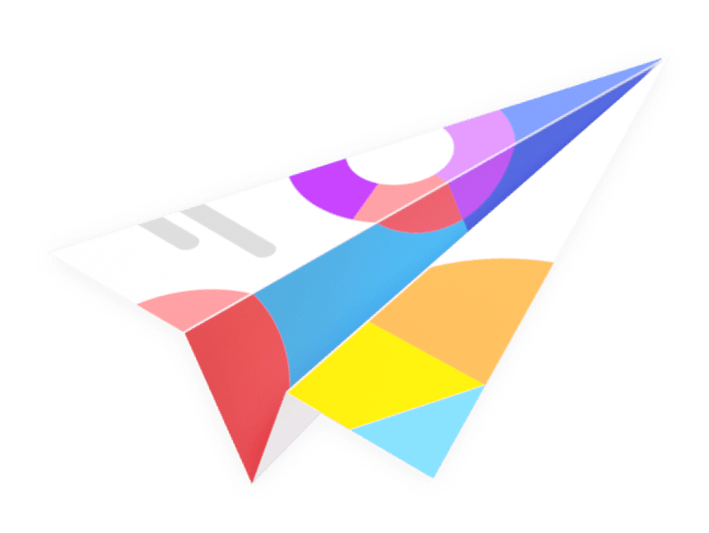Colorful paper airplane icon representing growth